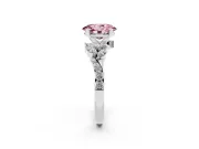 Oval Floral Side Stone Engagement Ring Setting for a Fancy Pink Lab-Grown Diamond | Platinum