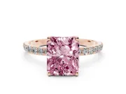 Radiant Cut Pave Engagement Ring Setting for a Fancy Pink Lab-Grown Diamond | Slim Band | Rose Gold
