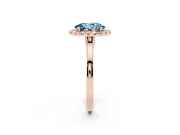 Oval Halo Engagement Ring Setting for a Fancy Blue Lab-Grown Diamond | Flat Tapered Band | Rose Gold