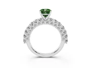 Cushion Cut Shared Prong Engagement Ring Setting for a Fancy Green Lab-Grown Diamond | Platinum