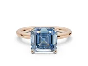 Asscher Cut Hidden Halo Ring Setting for a Fancy Blue Lab-Grown Diamond | Rose Gold