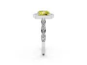 Princess Cut Vintage Scalloped Halo Engagement Ring Setting for a Fancy Yellow Lab-Grown Diamond | Pave Band | Platinum