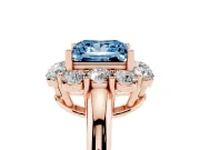 Princess Cut Graduated Milgrain Halo Engagement Ring Setting for a Fancy Blue Lab-Grown Diamond | Rose Gold