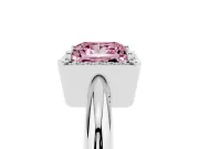 Princess Cut Halo Engagement Ring Setting for a Fancy Pink Lab-Grown Diamond | Plain Tapered Band | White Gold