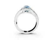 Fancy Blue Pear Cut Diamond Halo Ring Set in White gold with Double Pavé Split Shank