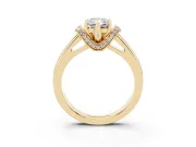 Radiant Cut Pavé Collar Solitaire Engagement Ring Setting | Wide Polished Band | Yellow Gold