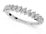 Marquise Lab-Grown Diamond Slanted Half Eternity Wedding Band | Tip Cups | White Gold