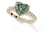 Heart-Shaped Pavé Engagement Ring Setting for a Fancy Green Lab-Grown Diamond | Crossover Gallery | Yellow Gold