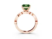 Fancy Green Asscher Cut Diamond Solitaire Engagement Ring Set in Rose gold with Milgrain Bezel Accent Band