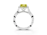 Asscher Cut Twist Halo Engagement Ring Setting for a Fancy Yellow Lab-Grown Diamond | Platinum