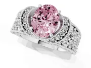 Oval Vintage Pave Engagement Ring Setting for a Fancy Pink Lab-Grown Diamond | Milgrain Edges | Sterling Silver