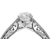 Marquise Vintage Engraved Pavé Engagement Ring Setting | Milgrain Edges | Sterling Silver