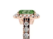 Emerald Cut Accented Halo Engagement Ring Setting for a Fancy Green Lab-Grown Diamond | Rose Gold