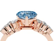 Heart-Shaped Side Stone Engagement Ring Setting for a Fancy Blue Lab-Grown Diamond | Shoulder Clusters | Rose Gold