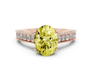 Oval Vintage Hidden Halo Engagement Ring Setting for a Fancy Yellow Lab-Grown Diamond | Milgrain Pave Band | Rose Gold