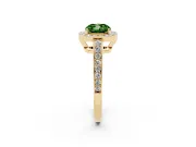 Cushion Cut Framed Halo Engagement Ring Setting for a Fancy Green Lab-Grown Diamond | Yellow Gold