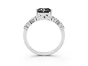 Radiant Cut Scattered Accent Engagement Ring Setting for a Black Center | Slim Band | Platinum