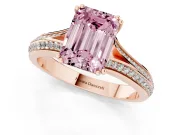Emerald Cut Pave Split Shank Engagement Ring Setting for a Fancy Pink Lab-Grown Diamond | Double Claw Prongs | Rose Gold