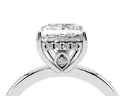 Princess Cut Hidden Halo Solitaire Engagement Ring Setting | Thin Wire Band | Platinum