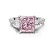 Princess Cut Engagement Ring Setting for a Fancy Pink Lab-Grown Diamond | Sterling Silver - Design NV-24586