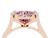 Round Halo Engagement Ring Setting for a Fancy Pink Lab-Grown Diamond | Claw Corners | Rose Gold