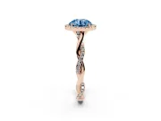 Round Halo Engagement Ring Setting for a Fancy Blue Lab-Grown Diamond | Pavé Twist Band | Rose Gold