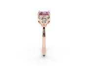 Asscher Cut Cluster Side Stone Engagement Ring Setting for a Fancy Pink Lab-Grown Diamond | Plain Band | Rose Gold