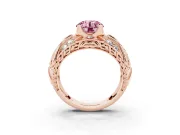Round Art Deco Graduated Engagement Ring Setting for a Fancy Pink Lab-Grown Diamond | Rose Gold