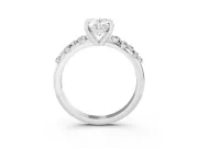 Oval Graduated Accent Engagement Ring Setting | Scattered Shoulders | Platinum