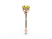 Asscher Cut Hidden Halo Pave Engagement Ring Setting for a Fancy Yellow Lab-Grown Diamond | Claw Prongs | Rose Gold