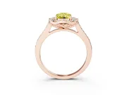 Emerald Cut Petal Tip Halo Engagement Ring Setting for a Fancy Yellow Lab-Grown Diamond | Pavé Band | Rose Gold