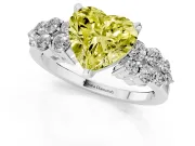 Heart-Shaped Side Stone Engagement Ring Setting for a Fancy Yellow Lab-Grown Diamond | Shoulder Clusters | Platinum