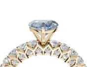 Heart-Shaped Shared Prong Engagement Ring Setting for a Fancy Blue Lab-Grown Diamond | Yellow Gold