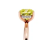 Fancy Yellow Cushion Cut Diamond Solitaire Engagement Ring Set in Rose gold with Prong Setting and Polished Band