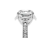 Asscher Cut Floral Pavé Engagement Ring Setting | Petal Accents | White Gold