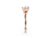 Heart-Shaped Twisted Solitaire Engagement Ring Setting | Beaded Twist Band | Rose Gold