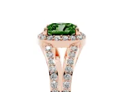 Cushion Cut Split Shank Halo Engagement Ring Setting for a Fancy Green Lab-Grown Diamond | Rose Gold