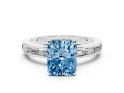 Radiant Cut Channel Set Engagement Ring Setting for a Fancy Blue Lab-Grown Diamond | Platinum