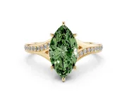 Marquise Pave Solitaire Engagement Ring Setting for a Fancy Green Lab-Grown Diamond | Sweeping Shoulders | Yellow Gold