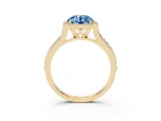 Round Halo Engagement Ring Setting for a Fancy Blue Lab-Grown Diamond | Yellow Gold - Design NV-24729