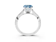 Fancy Blue Heart Cut Diamond Solitaire Engagement Ring Set in Silver with Twisted Pavé Band and Prong Setting