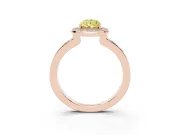 Pear-Shaped Bezel-Rim Halo Engagement Ring Setting for a Fancy Yellow Lab-Grown Diamond | Pave Band | Rose Gold