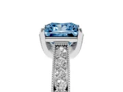 Princess Cut Hidden Halo Engagement Ring Setting for a Fancy Blue Lab-Grown Diamond | Milgrain Pave | Platinum