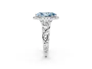 Marquise Filigree Halo Engagement Ring Setting for a Fancy Blue Lab-Grown Diamond | Sterling Silver