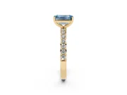 Emerald Cut Pavé Solitaire Engagement Ring Setting for a Fancy Blue Lab-Grown Diamond | Single Row Band | Yellow Gold