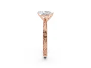 Pear-Shaped Engraved Solitaire Engagement Ring Setting | Milgrain Edges | Rose Gold