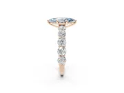Marquise Side Stone Engagement Ring Setting for a Fancy Blue Lab-Grown Diamond | Scalloped Prong Accents | Rose Gold