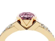 Emerald Cut Half Bezel Engagement Ring Setting for a Fancy Pink Lab-Grown Diamond | Channel Band | Yellow Gold