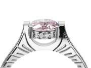 Oval Vintage Cathedral Engagement Ring Setting for a Fancy Pink Lab-Grown Diamond | Carved Band | White Gold