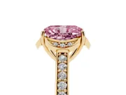 Radiant Cut Floral Pavé Engagement Ring Setting for a Fancy Pink Lab-Grown Diamond | Yellow Gold